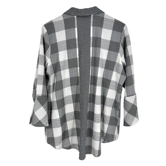 NEW NWOT Habitat Sz Large Black/Gray/White Wearable Art Blouse Shirt Top Plaid - Picture 9 of 9